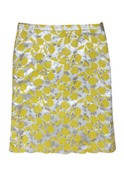 Current Boutique-Moschino - Yellow, Beige, & Silver Metallic Print Skirt Sz 10