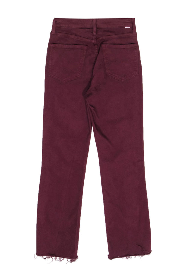 Current Boutique-Mother - Maroon Straight Leg Jeans w/ Frayed Hem Sz 4