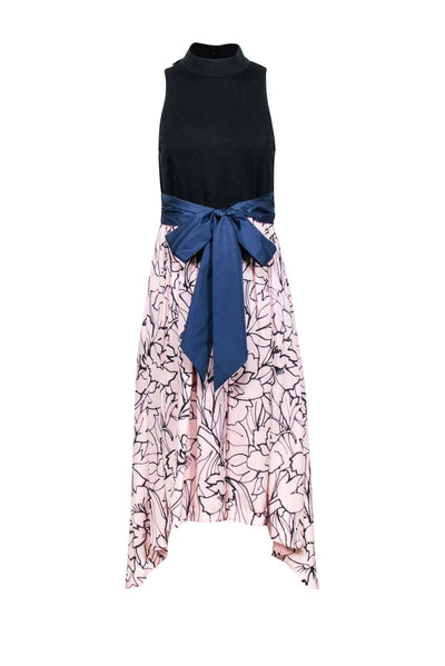 Current Boutique-Moulinette Soeurs - Pink & Black Abstract Floral Print High-Low Dress Sz 8