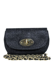 Current Boutique-Mulberry - Black Metallic Leather Lock Front Mini Crossbody Bag