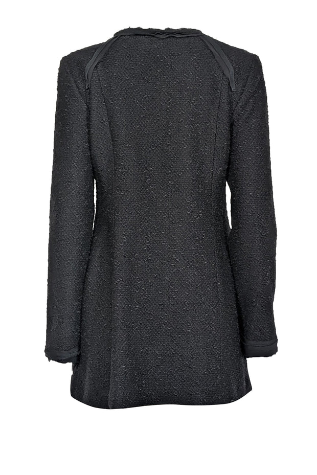 Current Boutique-Nanette Lepore - Black Tweed Zip Up Long Jacket Sz 10