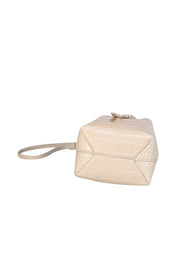 Current Boutique-Nanushka - Beige Croc Embossed Faux Leather Mini Bucket Bag