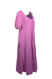 Current Boutique-Nation LTD - Pink Cotton Gauze Puff Sleeve Midi Dress Sz L