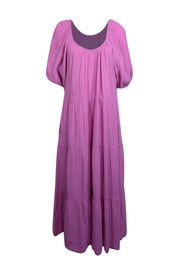 Current Boutique-Nation LTD - Pink Cotton Gauze Puff Sleeve Midi Dress Sz L