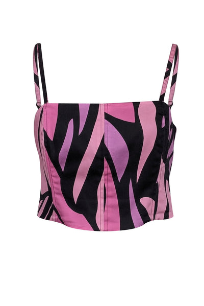 Current Boutique-Natori - Pink & Black Print Sleeveless Crop Top Sz 12