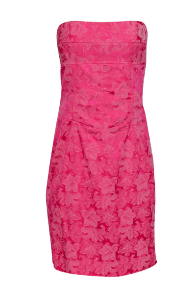 Current Boutique-Nicole Miller - Pink Brocade Strapless Tie Back Mini Dress Sz 6