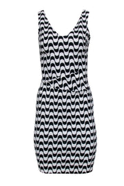 Current Boutique-Nicole Miller - Retro Black & White Sleeveless Tuck Waist Dress Sz 2