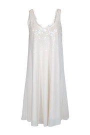 Current Boutique-Nicole Miller - White Sleeveless Sequin Dress Sz L