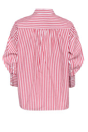 Current Boutique-Nili Lotan - Red & White Striped Cropped Button Up Shirt Sz S