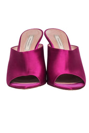 Current Boutique-Nina Ricci - Magenta Pink Satin Clear Heel Mule Pumps Sz 7.5