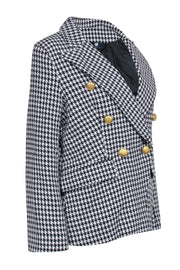 Current Boutique-Nino Balcutti - Black & White Hounds-Tooth Gold Button Blazer Sz 12