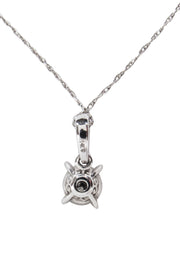 Current Boutique-No Label - 14K White Gold Chain w/ Halo Diamond Pendant Necklace