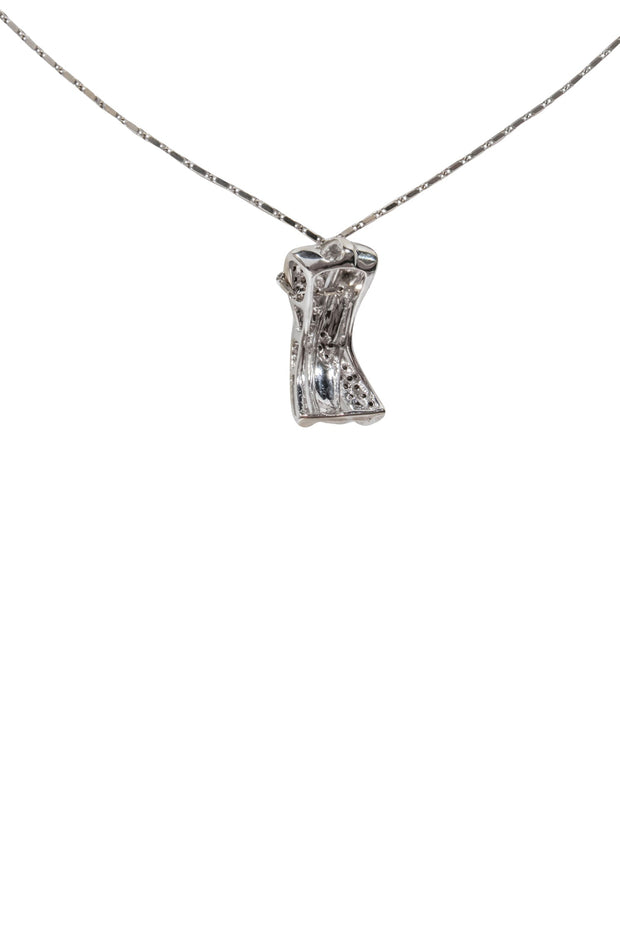 Current Boutique-No Label - 14K White Gold w/ White & Brown Diamond Pendant Necklace