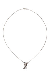 Current Boutique-No Label - 14K White Gold w/ White & Brown Diamond Pendant Necklace