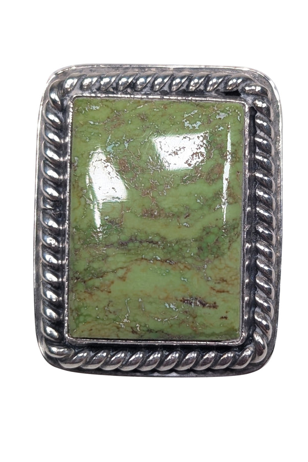 Current Boutique-No Label - Green Square Stone w/ Sterling Silver Back Earrings