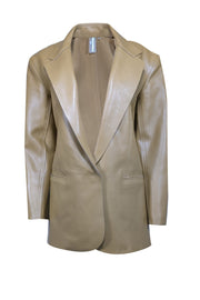 Current Boutique-Norma Kamali - Earthy Brown Vegan Leather Blazer Sz XS