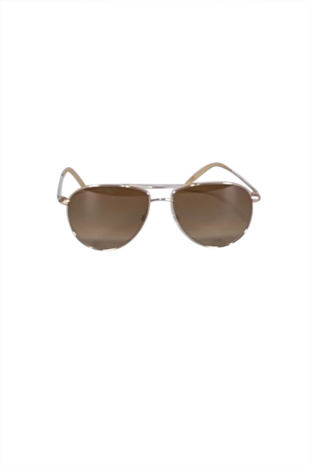 Current Boutique-Oliver Peoples - Gold Aviator Sunglasses w/ Tan Lenses