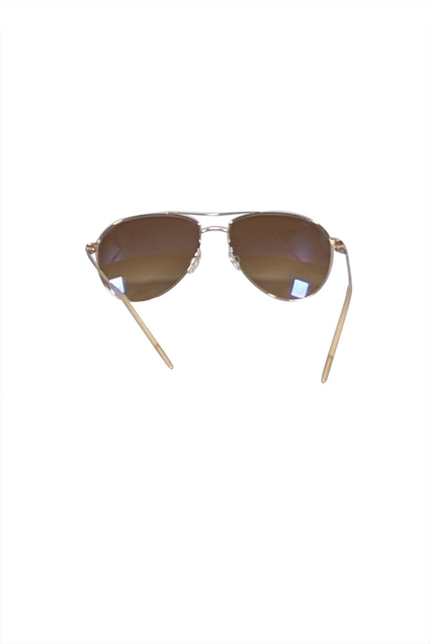 Current Boutique-Oliver Peoples - Gold Aviator Sunglasses w/ Tan Lenses