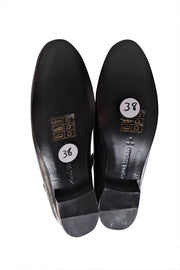 Current Boutique-Opening Ceremony - Black Leather Ankle Strap "Norrah" Flats Sz 8