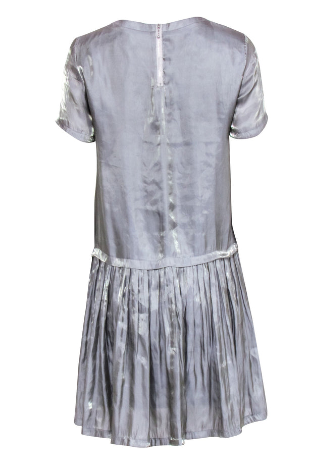 Current Boutique-Opening Ceremony - Grey Iridescent Short Sleeve Drop Waist Dress Sz 0