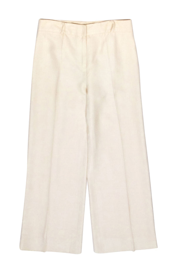 Current Boutique-Oscar de la Renta - Beige Silk High Rise Pants Sz 8