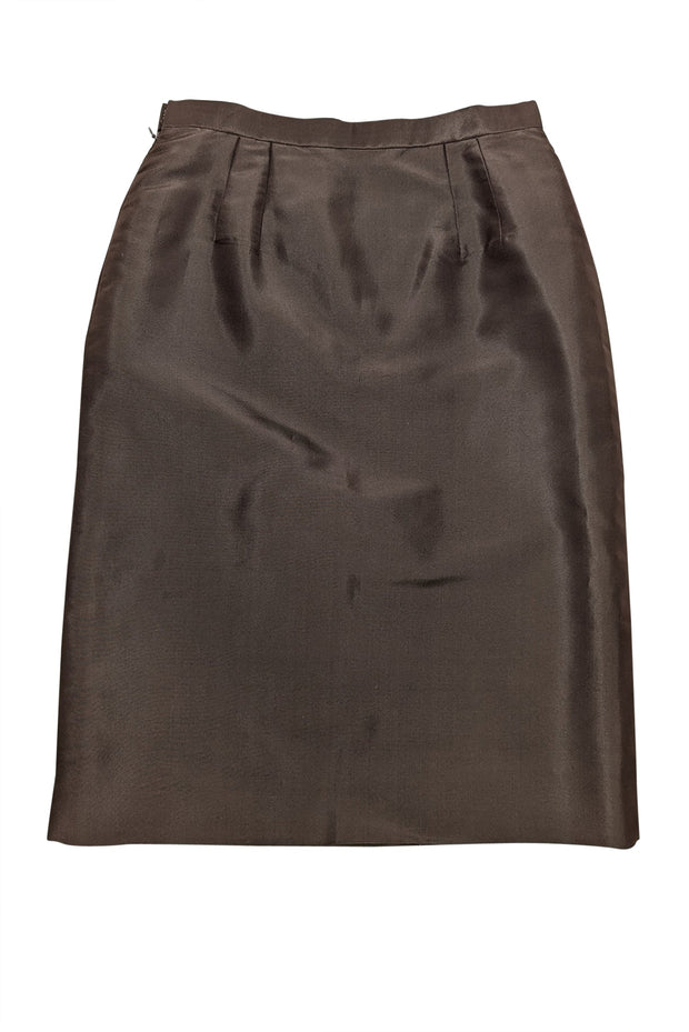 Current Boutique-Oscar de la Renta - Brown Straight Skirt Sz 8