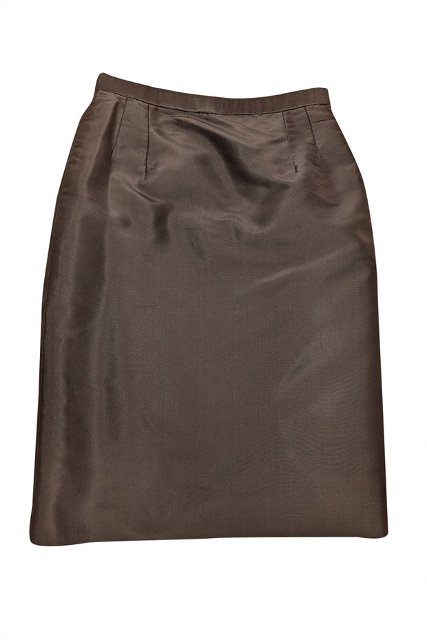 Current Boutique-Oscar de la Renta - Brown Straight Skirt Sz 8