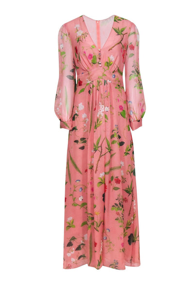 Current Boutique-Oscar de la Renta - Pink Floral Silk Formal Dress Sz 10