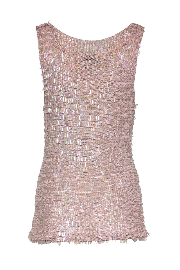 Current Boutique-Oscar de la Renta - Pink Sequin Sleeveless Tank Sz S