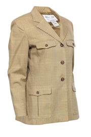 Current Boutique-Oscar de la Renta - Tan Plaid Bust Pocket Blazer Sz 10P