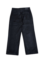 Current Boutique-Paige - Black Wax Coated Cropped Wide Leg Jeans Sz 8