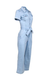 Current Boutique-Paige - Light Blue Wide Leg Denim Overalls w/ Tie Waist Sz 2