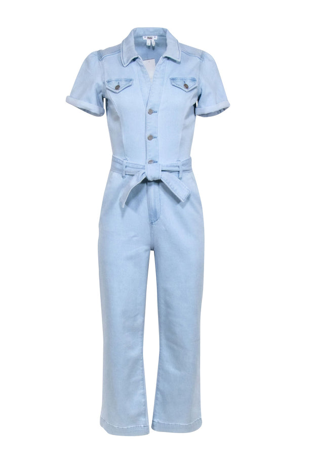 Current Boutique-Paige - Light Blue Wide Leg Denim Overalls w/ Tie Waist Sz 2