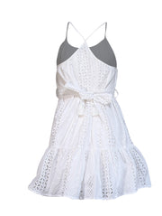 Current Boutique-Paolita - White Eyelet Ruffled Mini Dress Sz S