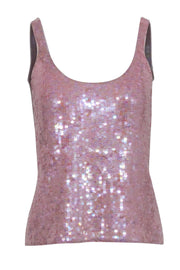 Current Boutique-Papell - Lavender Pink Knitted Silk Blend Sequins Tank Sz S