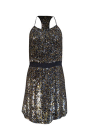 Current Boutique-Parker - Black, Gold, & Silver Sequin Strapless Mini Dress Sz XS