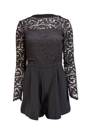 Current Boutique-Parker - Black Lace Bodice Long Sleeve Romper Sz S