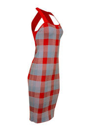 Current Boutique-Parker - Blue & Red Checkered Knot Sleeveless Dress Sz M