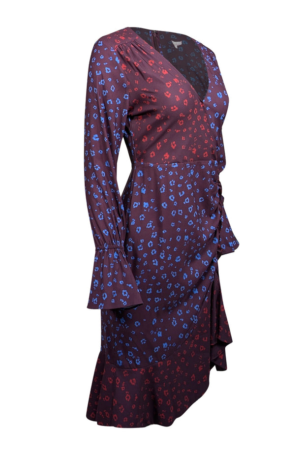 Current Boutique-Parker - Plum Purple & Multi Color Floral Print Long Sleeve Dress Sz 2