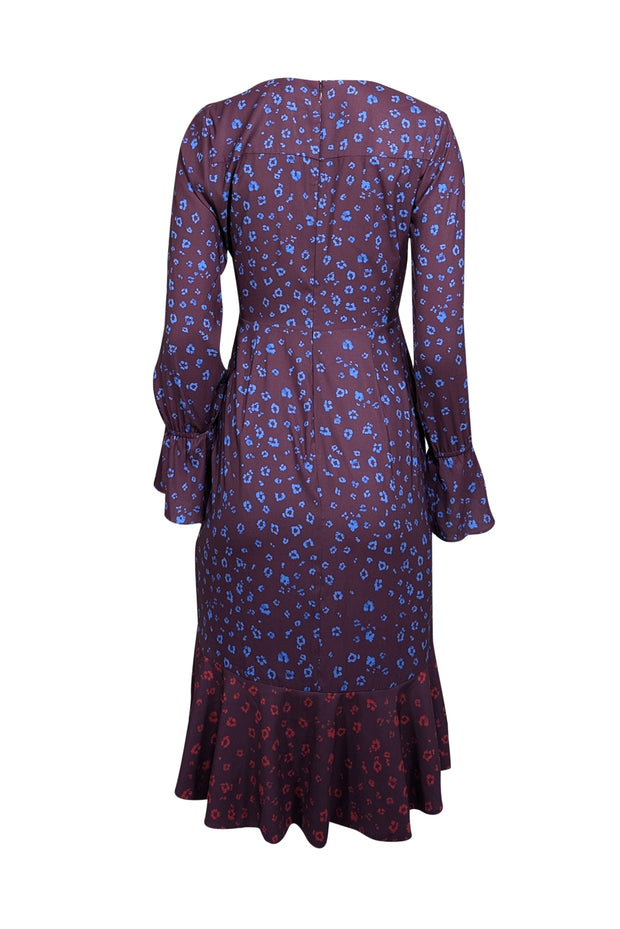 Current Boutique-Parker - Plum Purple & Multi Color Floral Print Long Sleeve Dress Sz 2