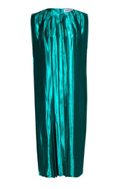 Current Boutique-Partow - Green Hammered Satin Pleated Dress Sz 4