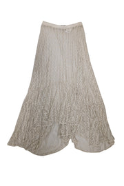 Current Boutique-Patbo - Cream Open Fishnet Maxi Skirt Sz S