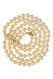 Current Boutique-Patty Tobin - Pearl Strand Necklace w/ Rhinestone Clasp