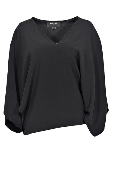 Current Boutique-Paule Ka - Black 'Kimono' Long Sleeve w/ Jewel Detail Top Sz 6