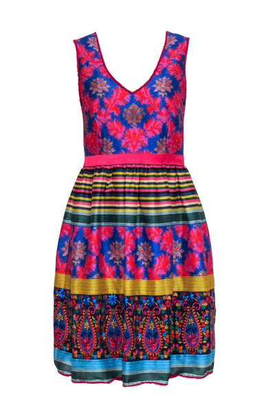 Current Boutique-Payal Jain - Pink, Blue & Multi Color Dress Sz 2