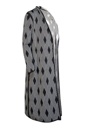 Current Boutique-Pepa Pombo - Black & White Geometric Print Open Front Long Knit Jacket Sz M