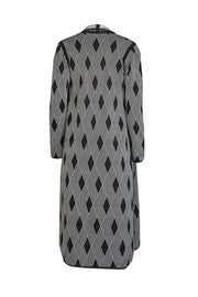 Current Boutique-Pepa Pombo - Black & White Geometric Print Open Front Long Knit Jacket Sz M