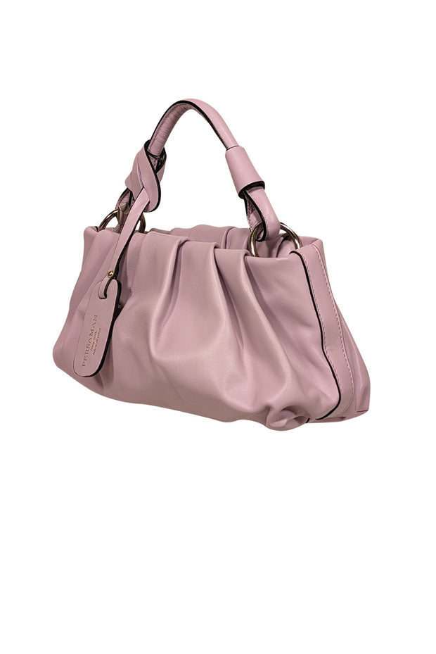 Current Boutique-Persaman - Lavender Leather Ruched Handbag