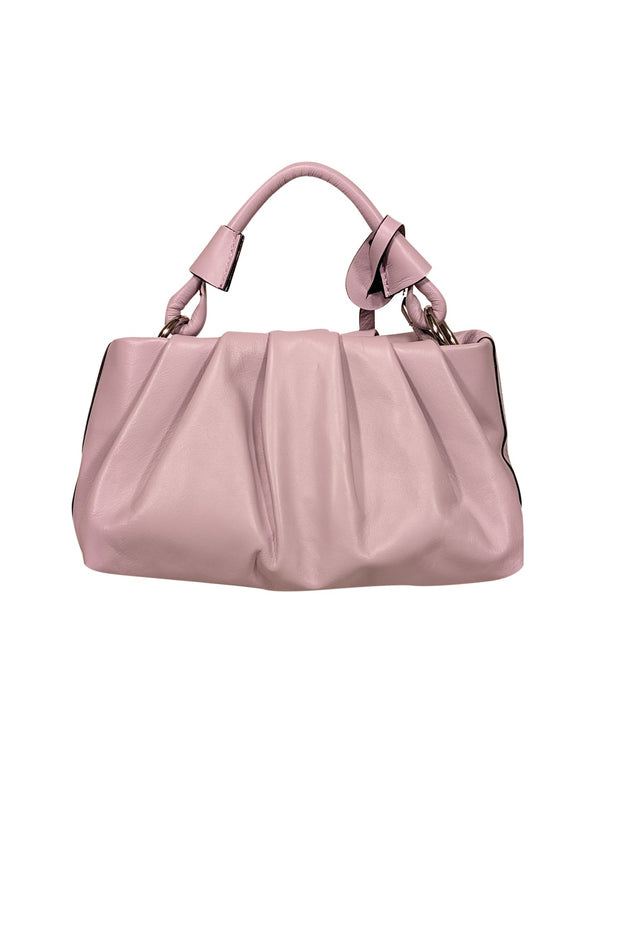 Current Boutique-Persaman - Lavender Leather Ruched Handbag