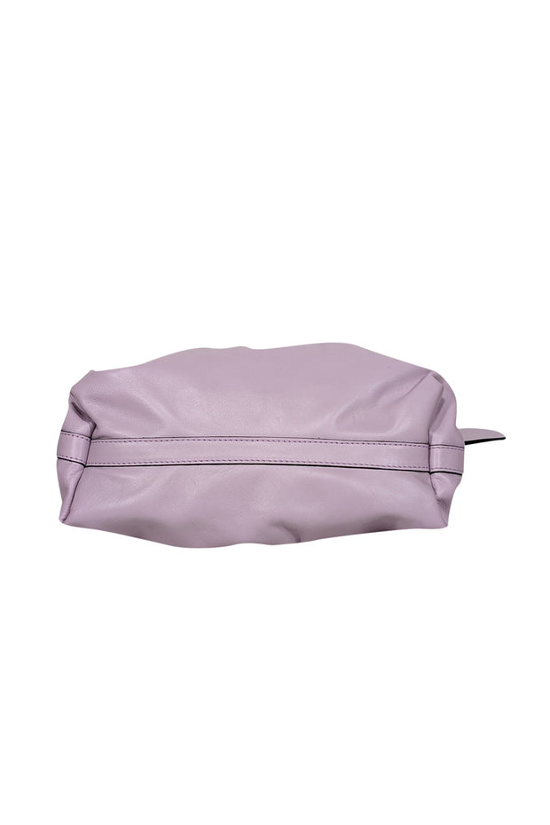 Current Boutique-Persaman - Lavender Leather Ruched Handbag